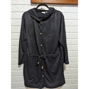 Sonoma Women's Black Long-Sleeve Hooded Beach Cover Size L